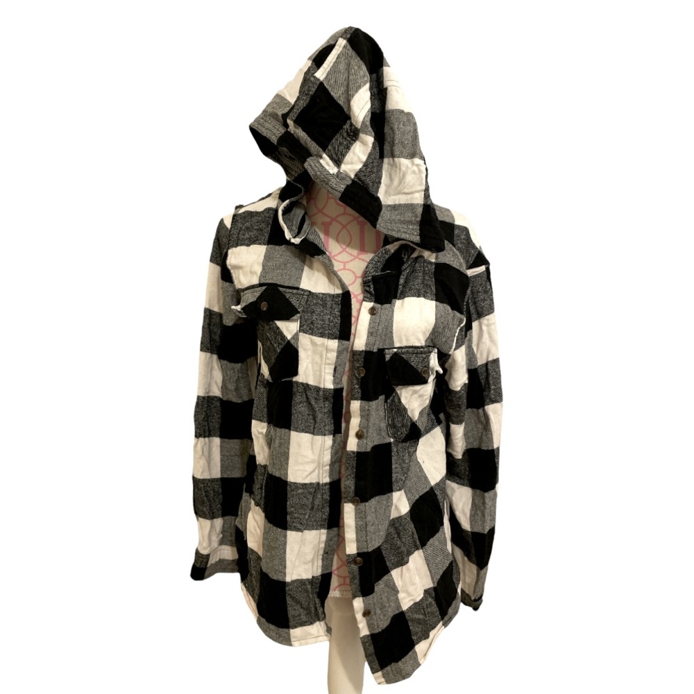 Pink Rose Hooded Plaid Flannel